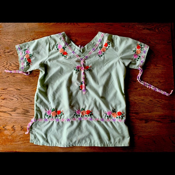 Handmade Pillowcase Top crochet tatting boho hippy blouse Festival Green… - Picture 1 of 7